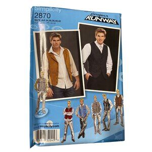 Simplicity 2870 Men Lined Vest Sewing Pattern Size AA 34-42 Project Runway UNCUT